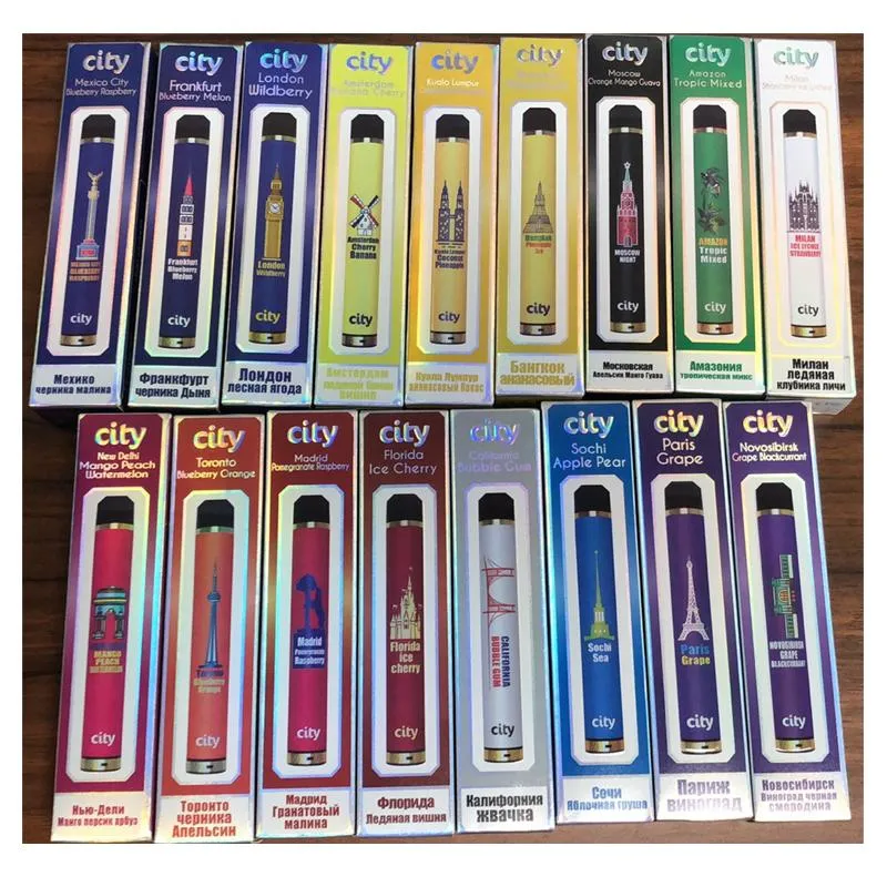 Russian Packing Vape Pen City Disposable 1600 Puffs Electronic Cigarette Device